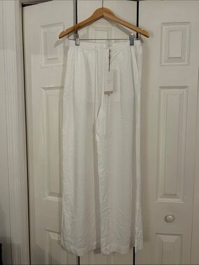 NWT Calia Pleated Pure White Wide-Leg Drawstring Beach Trouser coverup XS